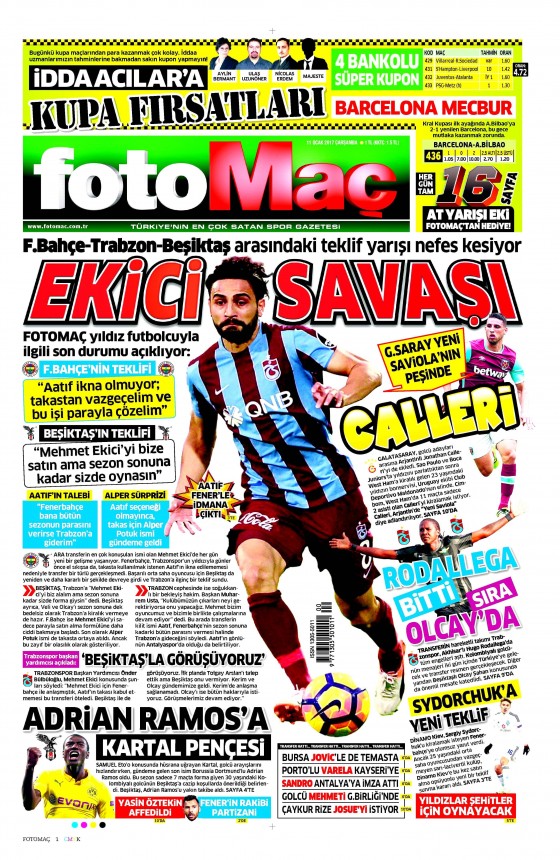 11 Ocak 2017 gazete manşetleri 10