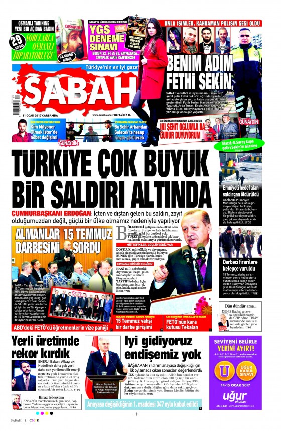 11 Ocak 2017 gazete manşetleri 14