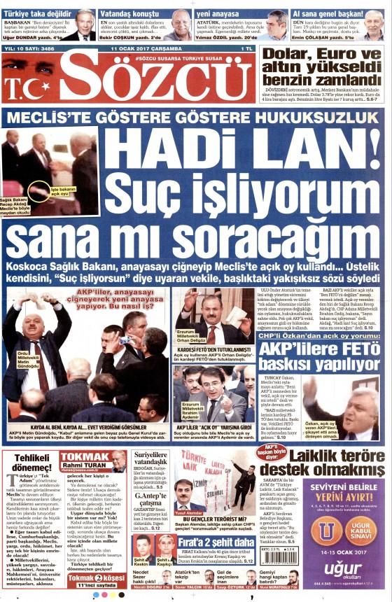 11 Ocak 2017 gazete manşetleri 20