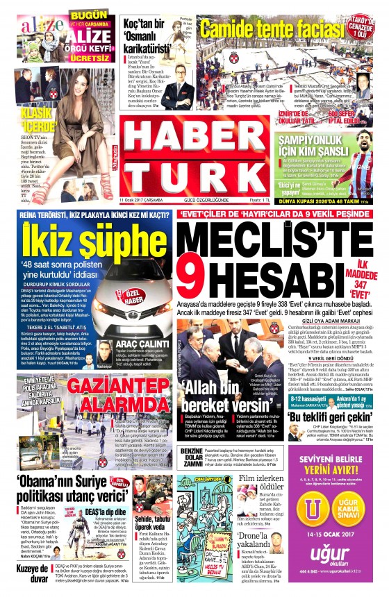 11 Ocak 2017 gazete manşetleri 21