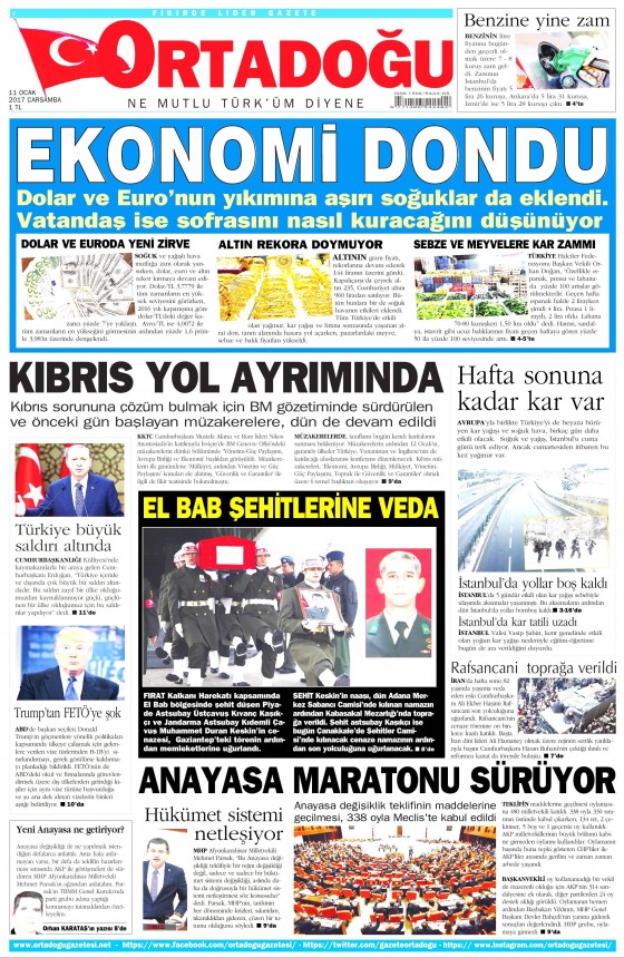 11 Ocak 2017 gazete manşetleri 9
