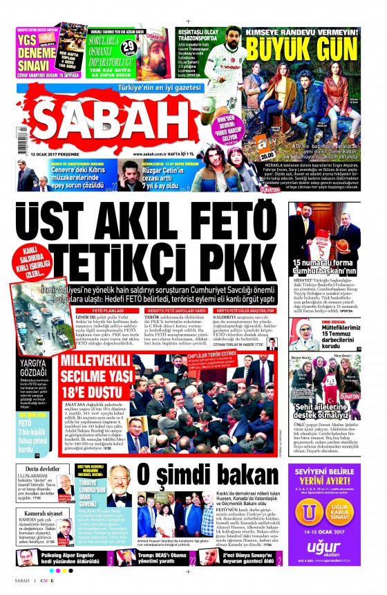 12 Ocak 2017 gazete manşetleri 11