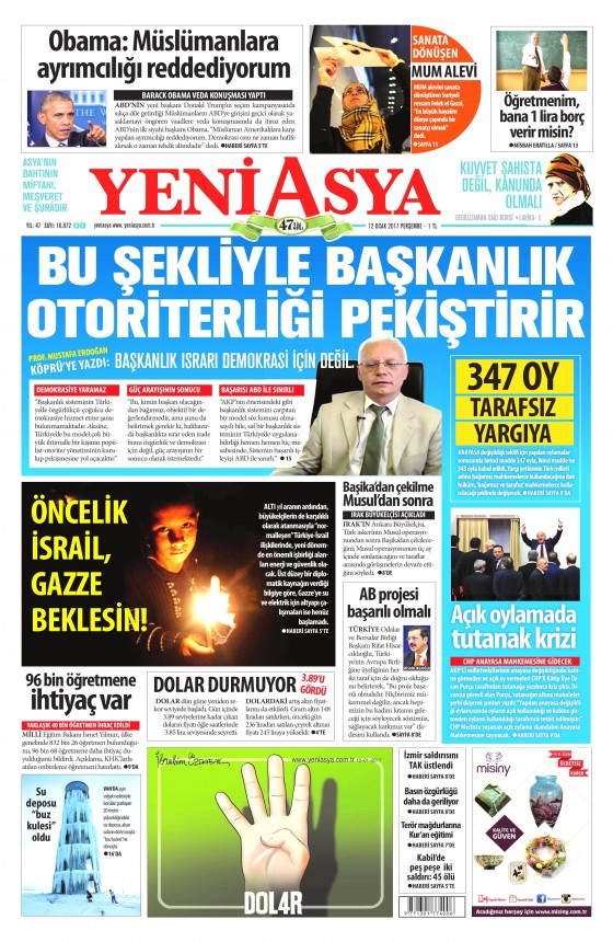 12 Ocak 2017 gazete manşetleri 13