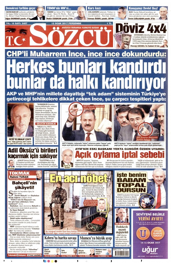 12 Ocak 2017 gazete manşetleri 16