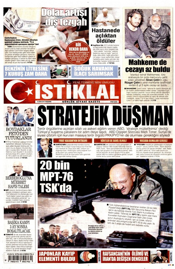12 Ocak 2017 gazete manşetleri 5