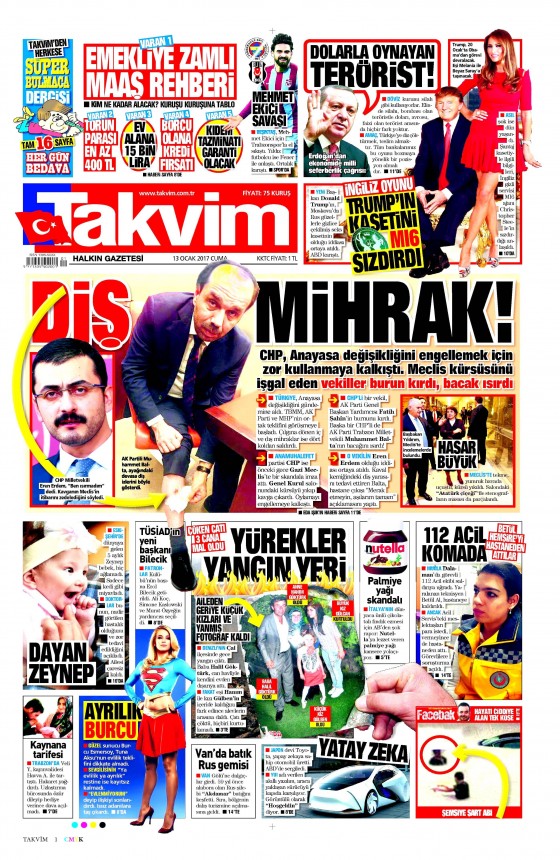 13 Ocak 2017 gazete manşetleri 11