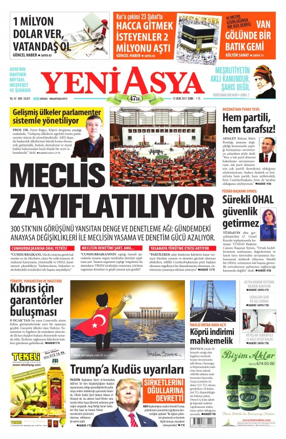 13 Ocak 2017 gazete manşetleri 16