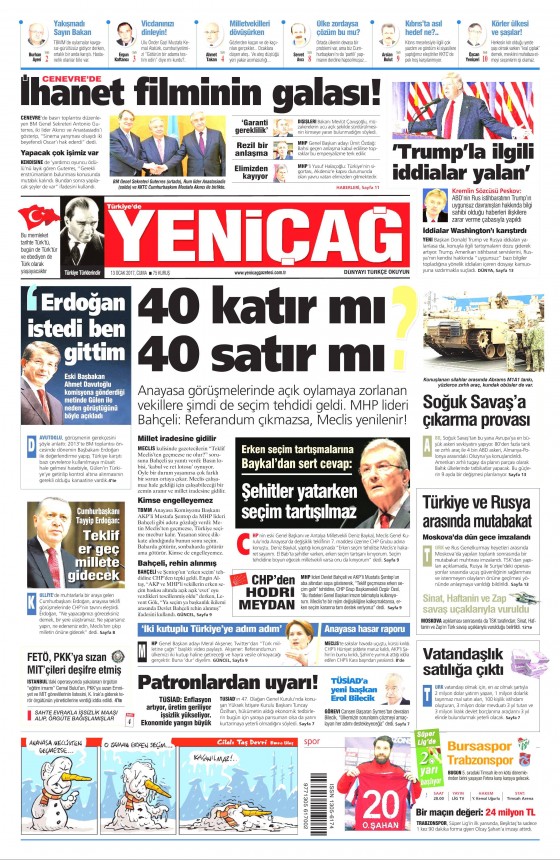 13 Ocak 2017 gazete manşetleri 17
