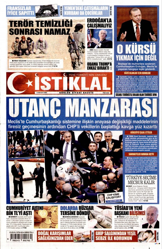 13 Ocak 2017 gazete manşetleri 5