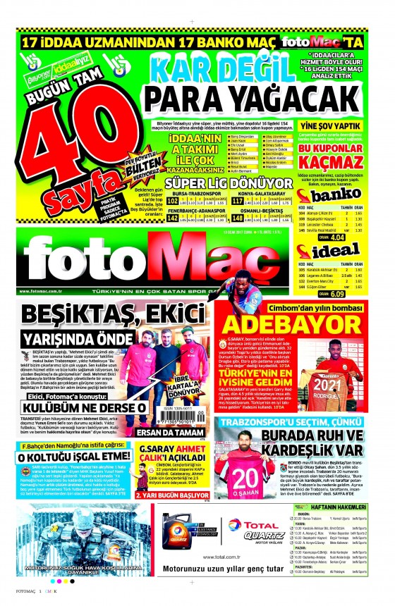 13 Ocak 2017 gazete manşetleri 8