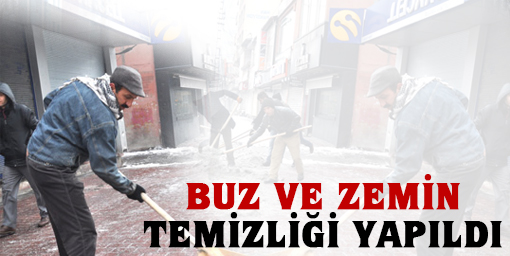 Belediye buz ve zemin temizliği yaptı