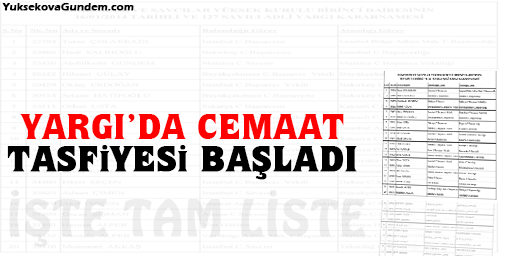 Yargıda Cemaat Tasfiyesi başladı