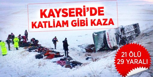 Kayseri'de Yolcu Otobüsü Şarampole Devrildi