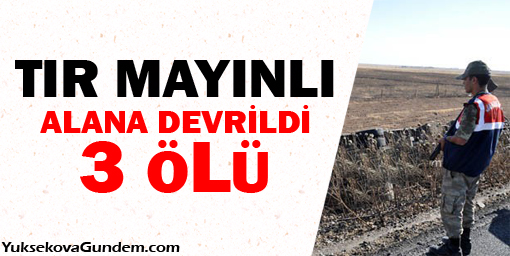 TIR mayınlı alana devrildi: 3 ölü!