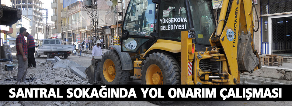 Santral sokağında yol onarım çalışması