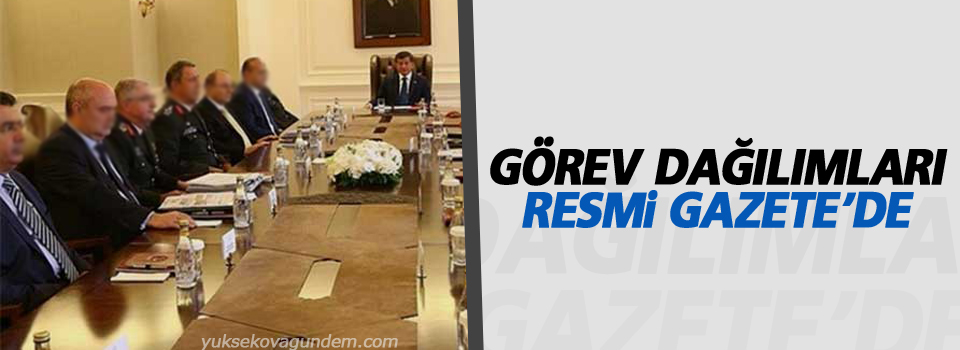 Görev dağılımları Resmi Gazete'de