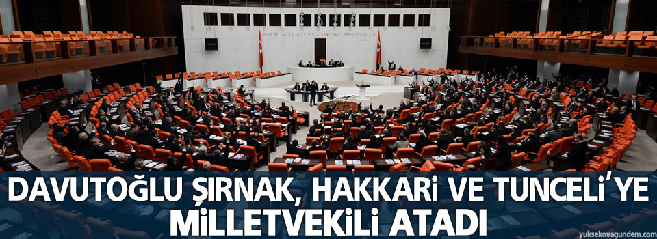 Davutoğlu Şırnak, Hakkari ve Tunceli'ye milletvekili atadı