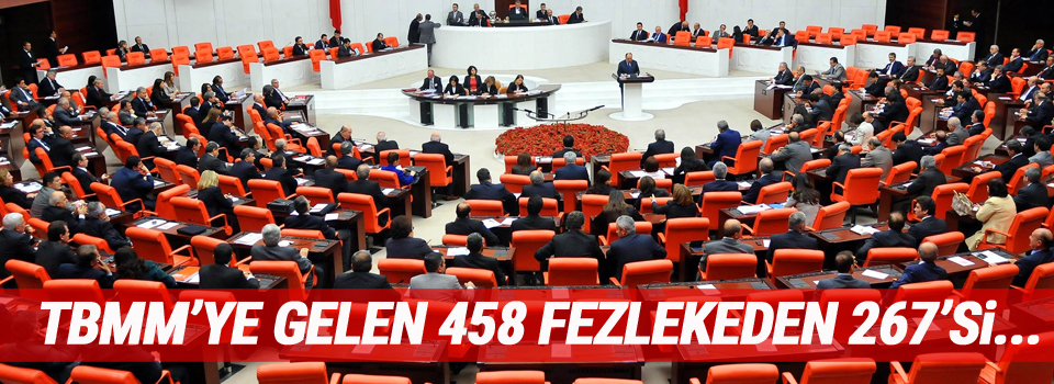 ‎TBMM‬'ye gelen 458 fezlekeden 267'si...