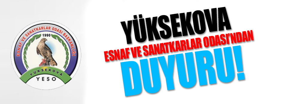 Esnaf sanatkarlar odası'ndan duyuru