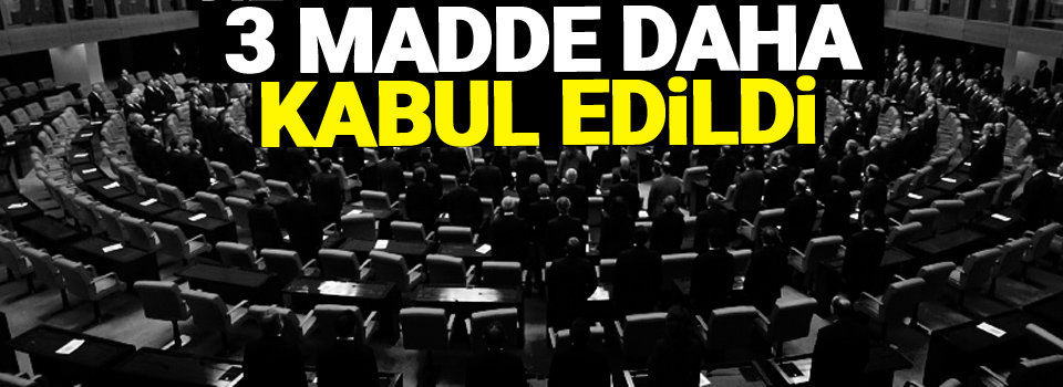 3 Madde daha kabul edildi