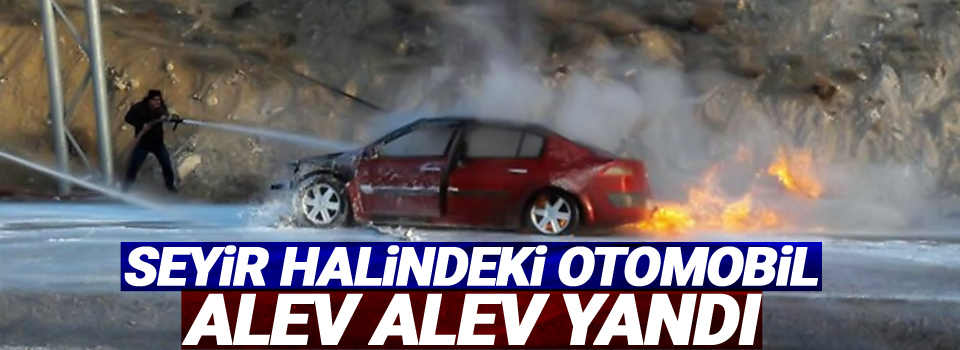 Seyir halindeki otomobil alev alev yandı