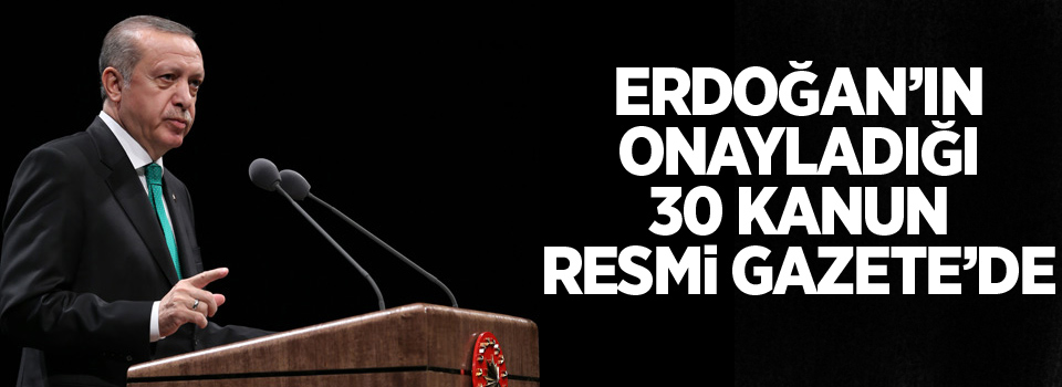 Erdoğan’ın onayladığı 30 kanun Resmi Gazete’de