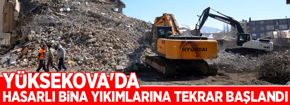 Yüksekova'da hasarlı bina yıkımlarına tekrar başlandı