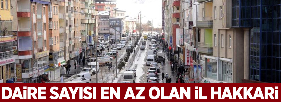 Daire sayısı en az olan il Hakkari!