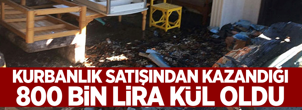 Kurbanlık satışından kazandığı 800 bin lira kül oldu