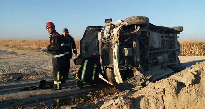 İşçi minibüsü devrildi: 14 yaralı