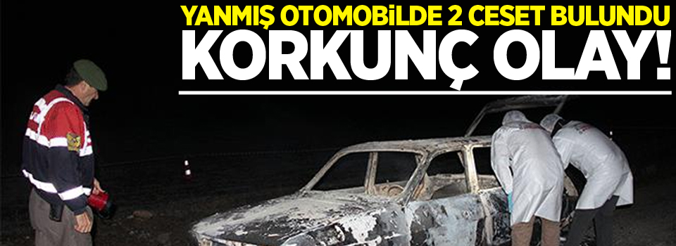 Yanmış otomobilde 2 ceset bulundu