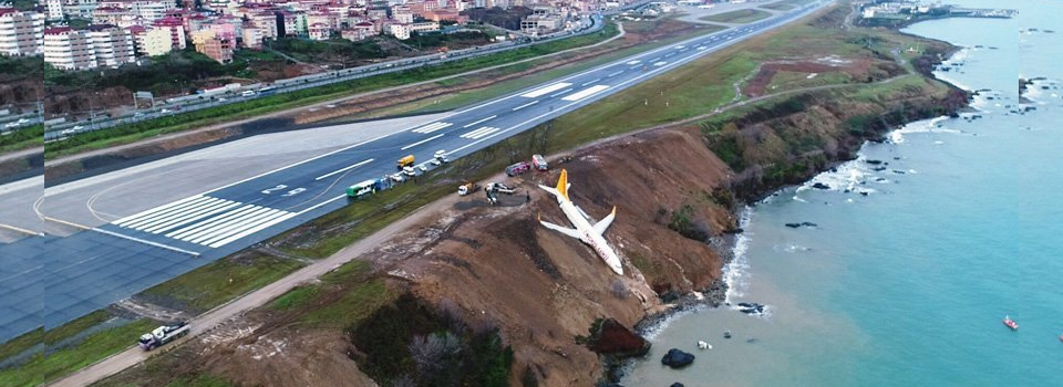 Trabzon’da uçak pistten çıktı!