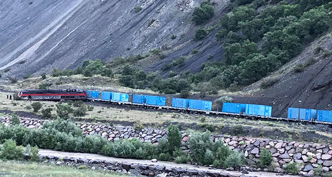 Heyelan treni raydan çıkardı