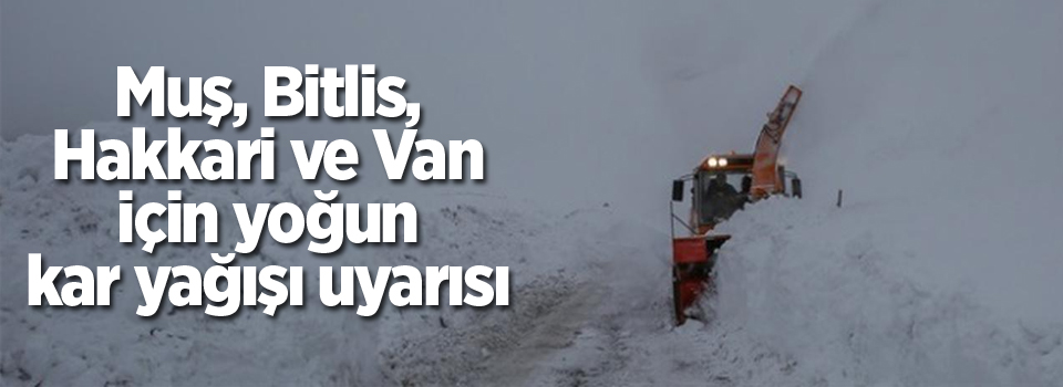 Muş, Bitlis, Hakkari ve Van için yoğun kar yağışı uyarısı