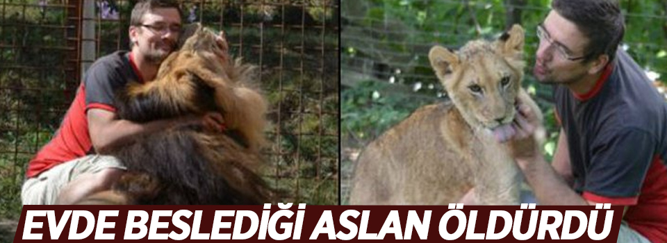 Evde beslediği aslan öldürdü