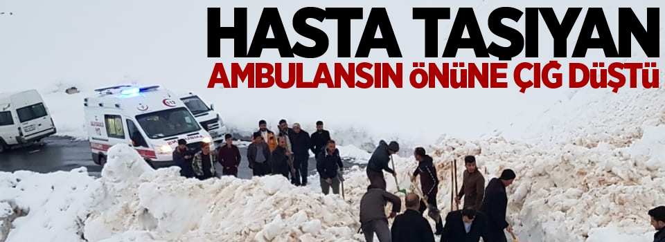 Hasta taşıyan ambulansın önüne çığ düştü