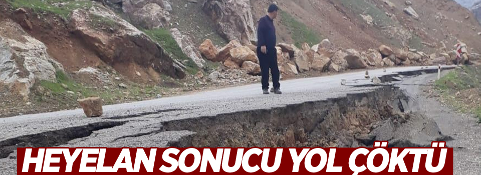 Hakkari'de heyelan sonucu yol çöktü