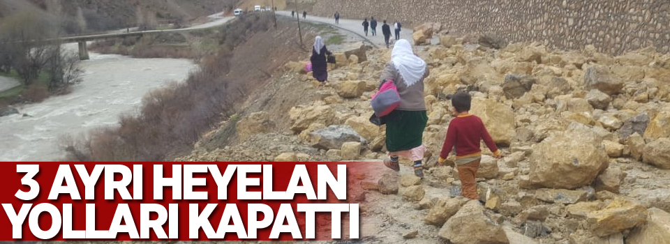 3 ayrı heyelan yolları kapattı