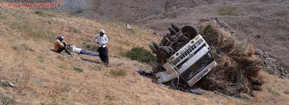 Hakkari’de ot yüklü kamyonet devrildi: 1 yaralı