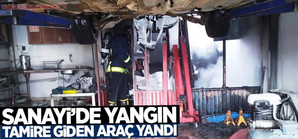 Sanayi'de yangın, Tamire giden araç yandı