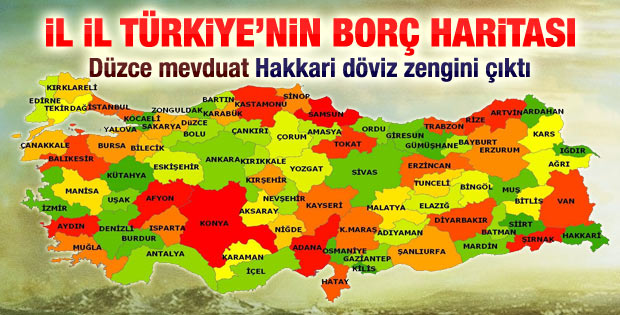 İl il Türkiye'nin borç haritası