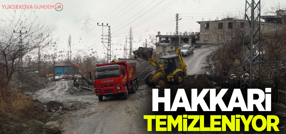 Hakkari'de kış mevsimi etrafa atılan kömür külleri temizleniyor