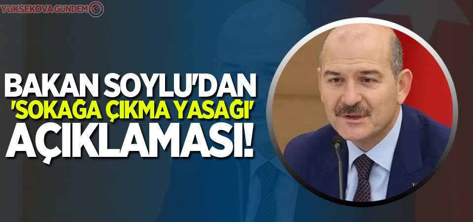 Bakan Soylu'dan flaş 'sokağa çıkma yasağı' açıklaması!