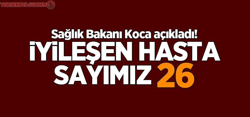 Sağlık Bakanı Koca açıkladı! İyileşen hasta sayımız 26