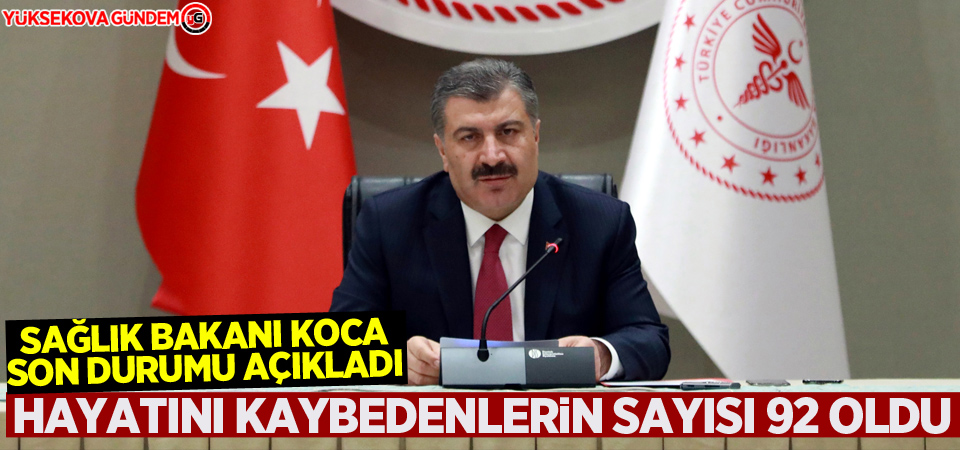 Sağlık Bakanı Koca, koronavirüste son durumu açıkladı