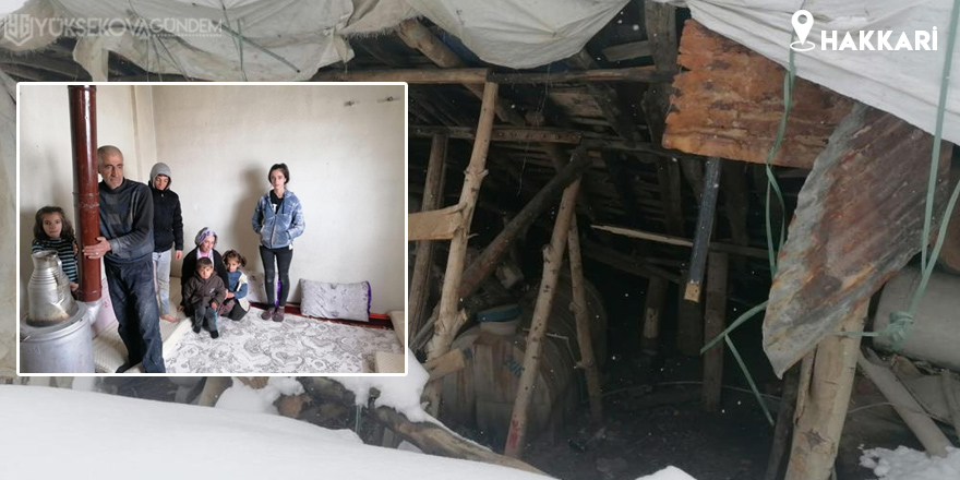 Hakkari: Karda çatıları çöken 12 nüfuslu aile yardım bekliyor