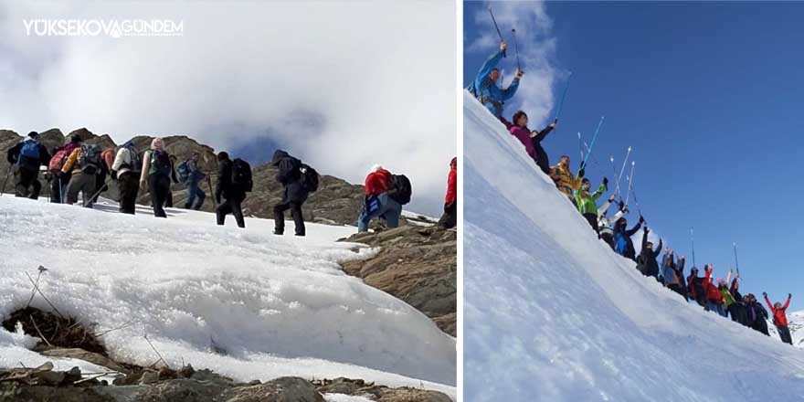 Hakkari'nin karlı dağlarında yürüyüş