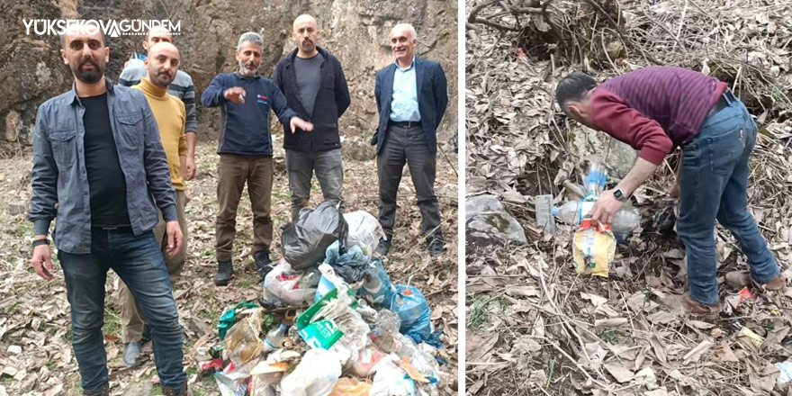Hakkari'de duyarlı vatandaşlar piknik alanında çöp topladı