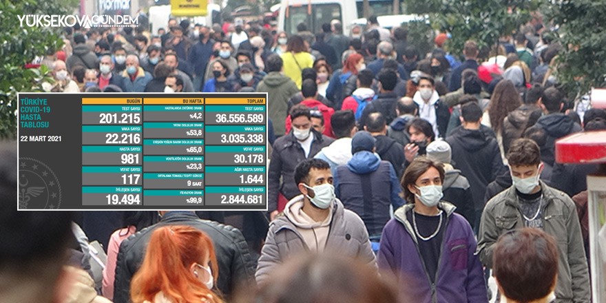Türkiye'de son 24 saatte 22.216 koronavirüs vakası tespit edildi