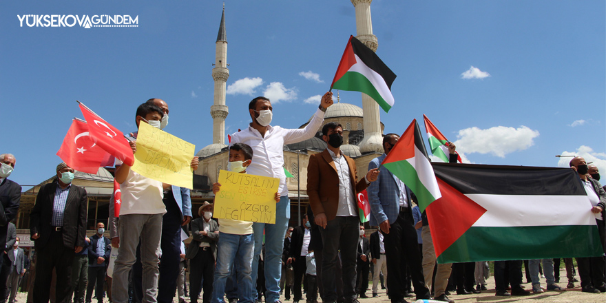 İsrail'in Mescid-i Aksa saldırıları Yüksekova'da protesto edildi